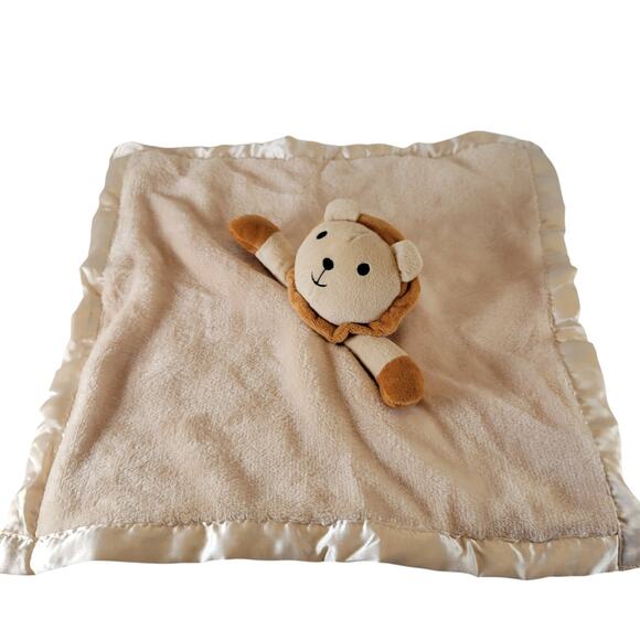 Lion Lovey Security Blanket Tan Satin Trim  15"x15" Plush Toy Pro Goleem - Picture 10 of 12